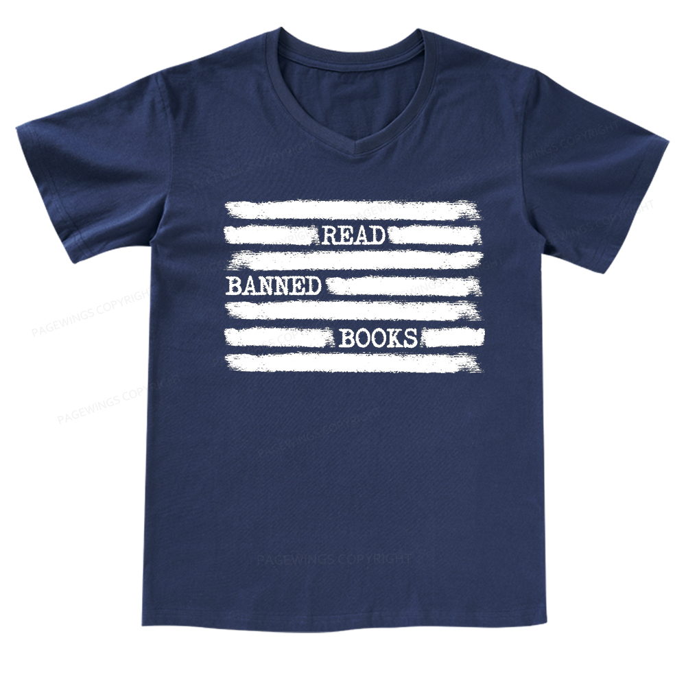 Pagewings Read Banned Books Bookworm Librarian T-Shirt V-neck T-shirt