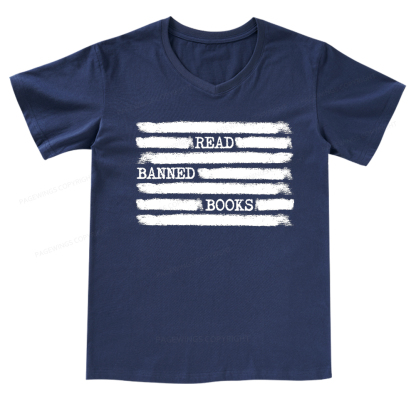 Pagewings Read Banned Books Bookworm Librarian T-Shirt V-neck T-shirt