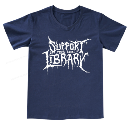 Pagewings Support Your Local Library V-neck T-shirt