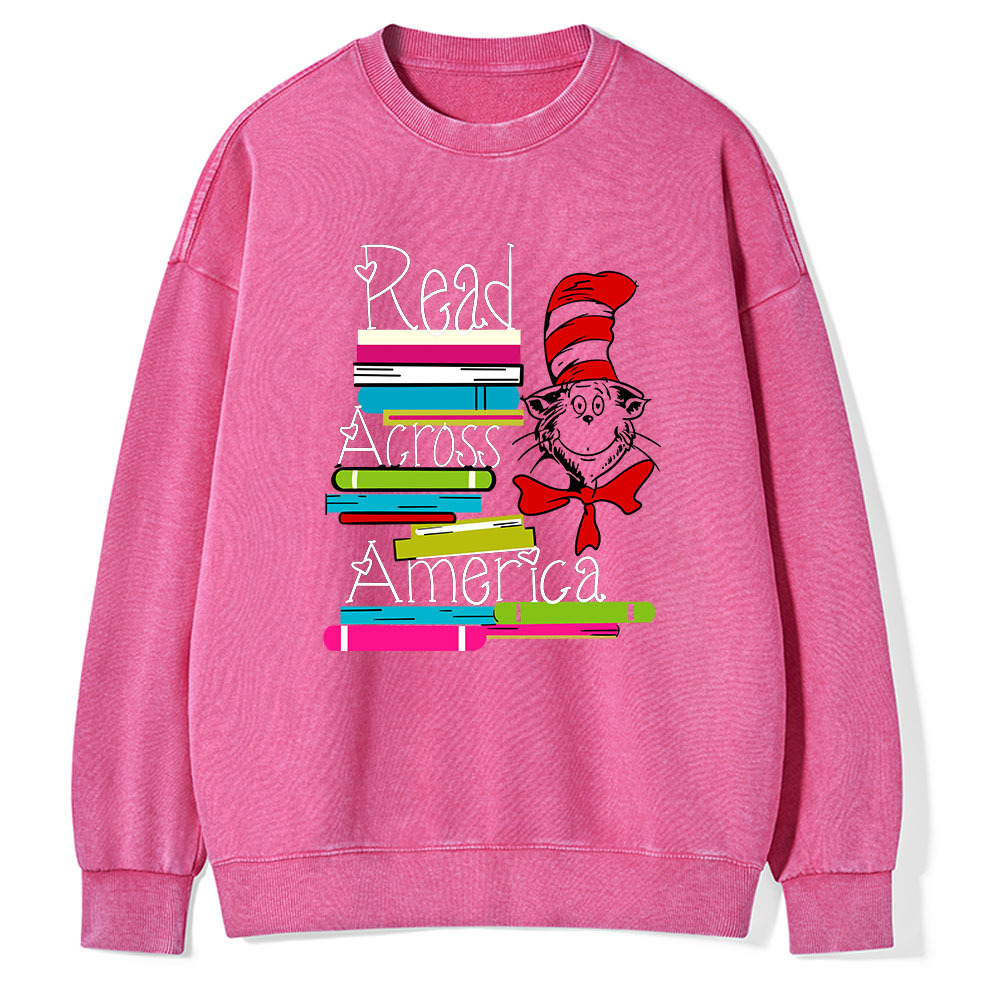 Pagewings Read Across America DTF Transfer, Reading Friends Dr. Seuss Unisex Washed Sweatshirt