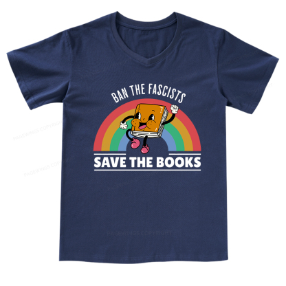 Pagewings Ban The Fascists Save The Books Shirt V-neck T-shirt