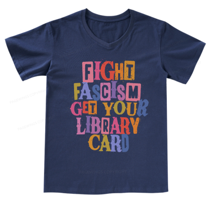 Pagewings Get Your Library Card V-neck T-shirt