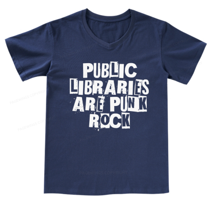 Pagewings Public Libraries Are Punk Rock V-neck T-shirt