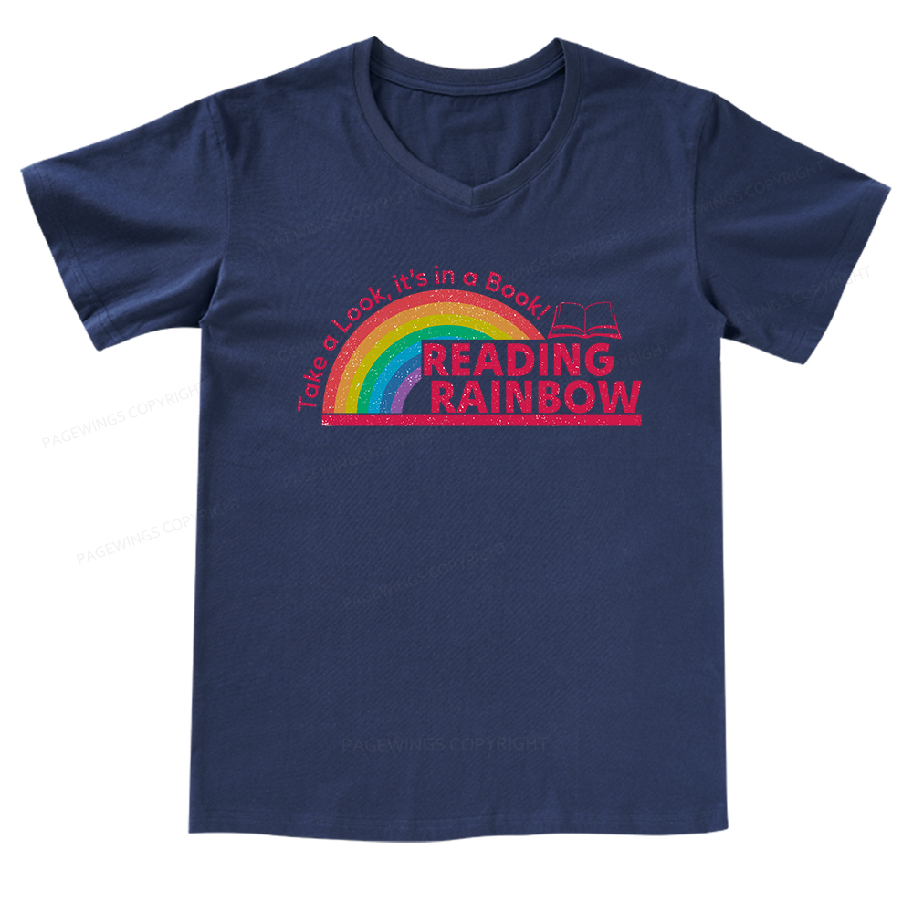 Pagewings Reading Rainbow V-neck T-shirt