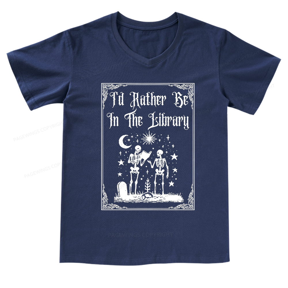 Pagewings I'd Rather Be In The Library V-neck T-shirt