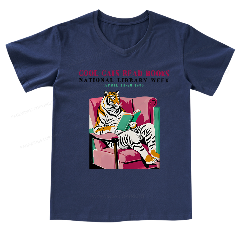 Pagewings Library Week Poster 1996 V-neck T-shirt