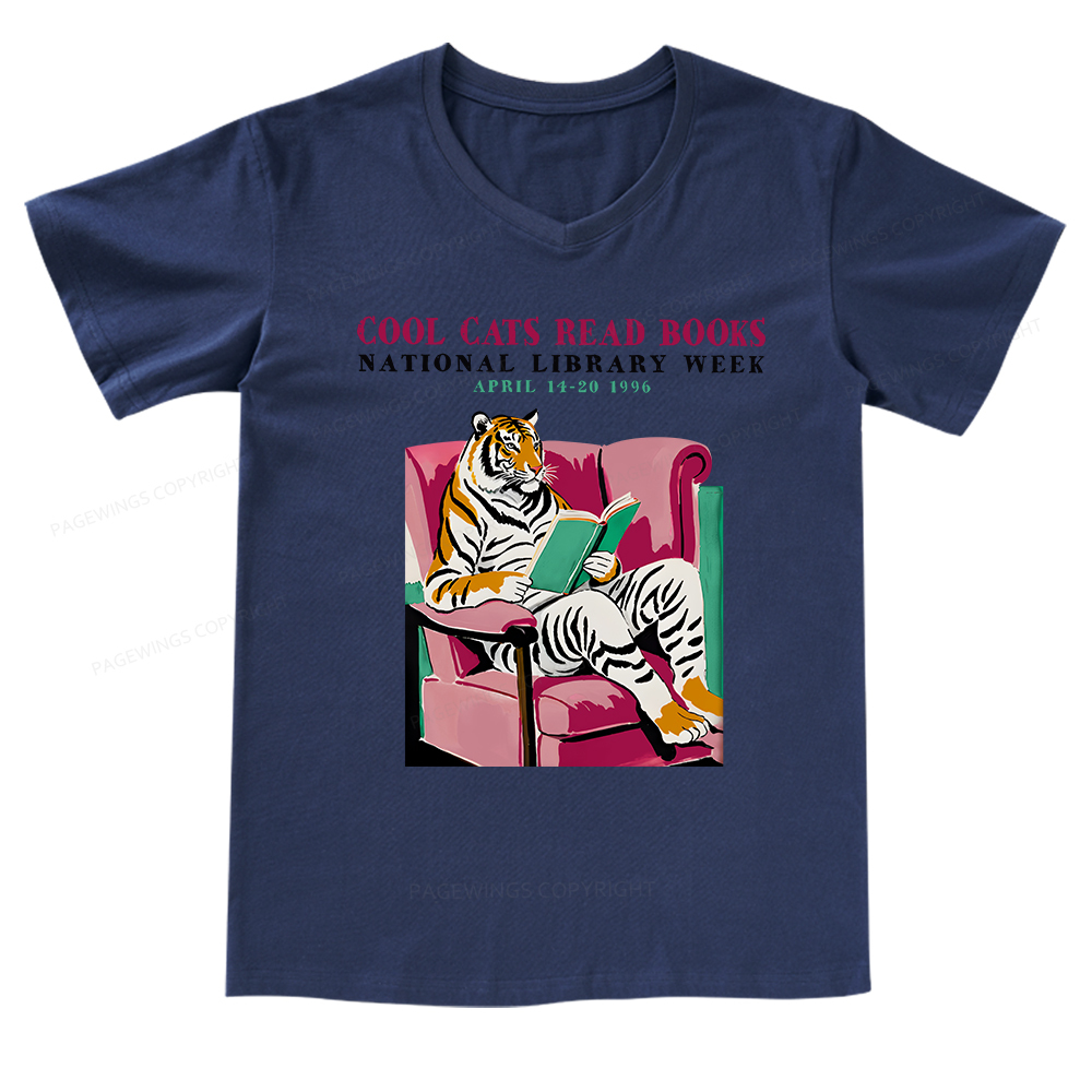 Pagewings Library Week Poster 1996 V-neck T-shirt