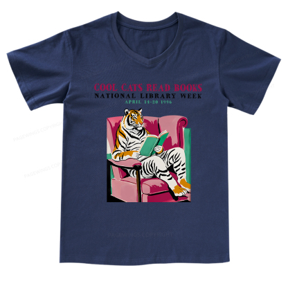 Pagewings Library Week Poster 1996 V-neck T-shirt