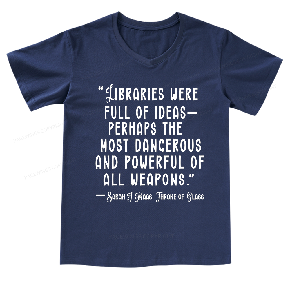 Pagewings Libraries Were Full Of Ideas V-neck T-shirt
