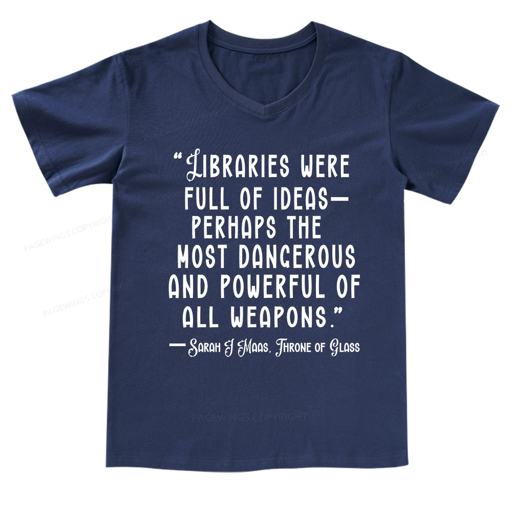 Pagewings Libraries Were Full Of Ideas V-neck T-shirt