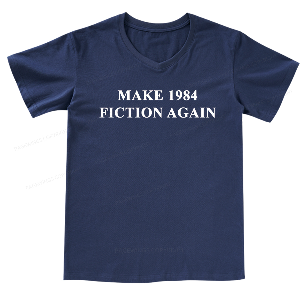 Pagewings Make 1984  Fiction Again V-neck T-shirt