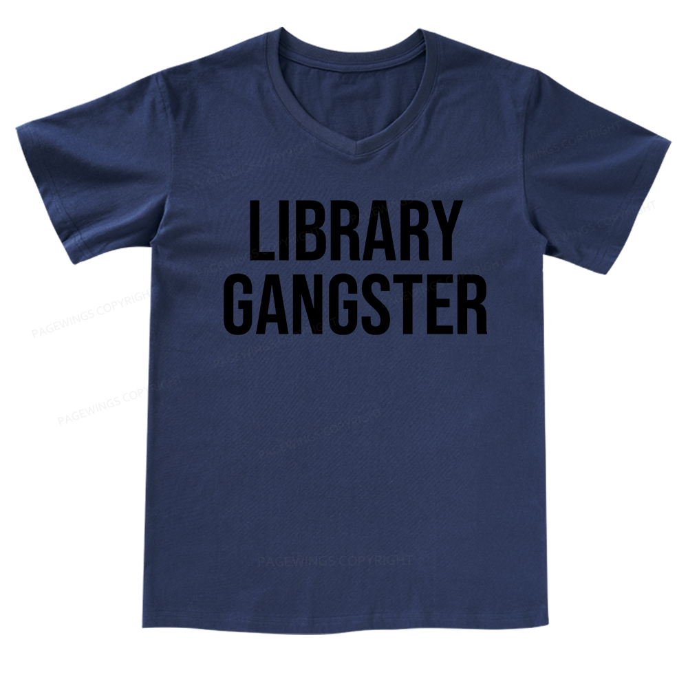 Pagewings Library Gangster V-neck T-shirt