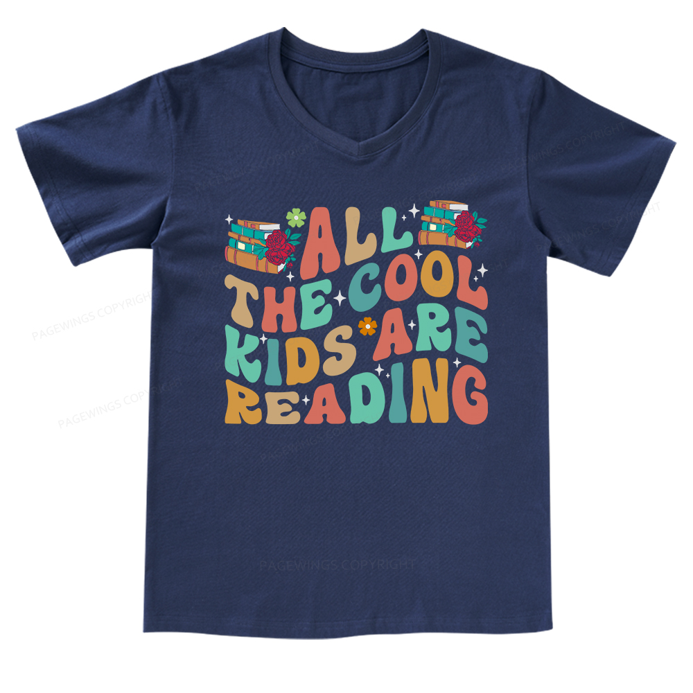 Pagewings All The Cool Kids Are Reading V-neck T-shirt