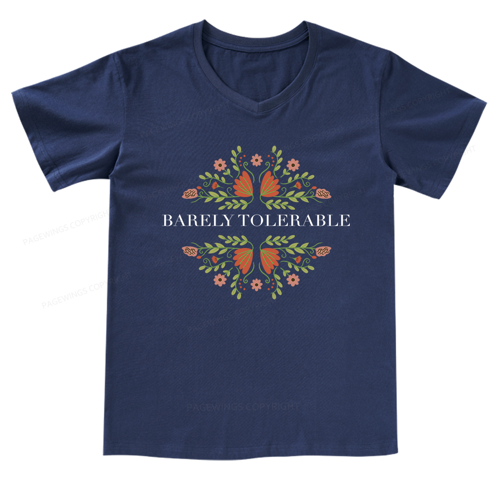 Pagewings Barely Tolerable V-neck T-shirt