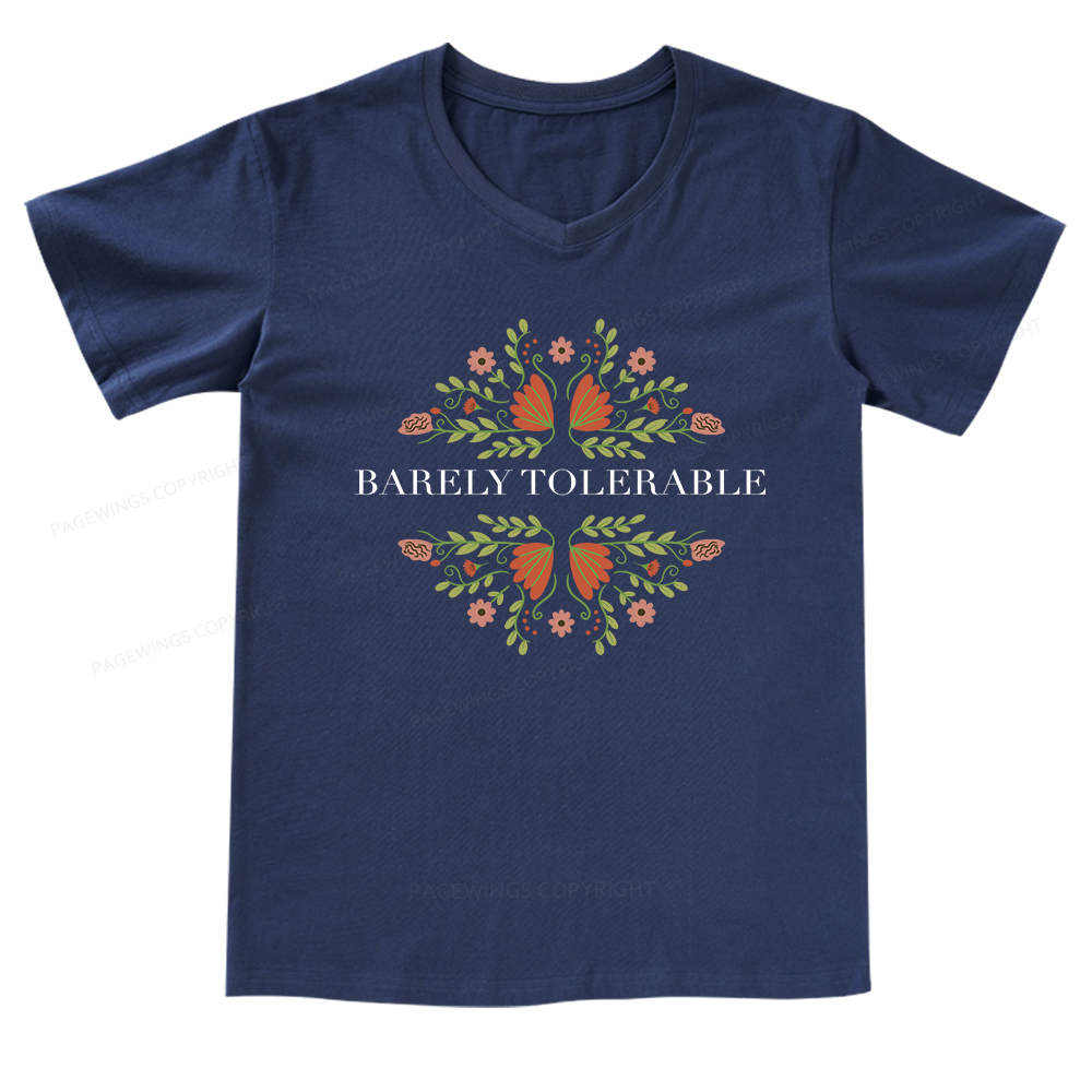 Pagewings Barely Tolerable V-neck T-shirt