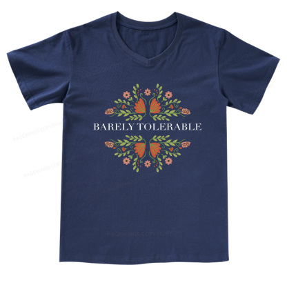Pagewings Barely Tolerable V-neck T-shirt