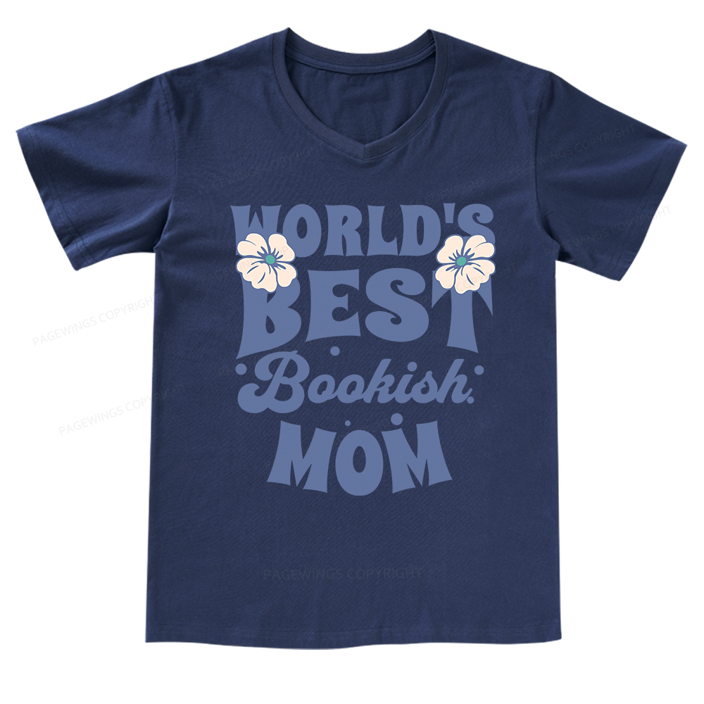 Pagewings World's Brsy Bookish Mom V-neck T-shirt