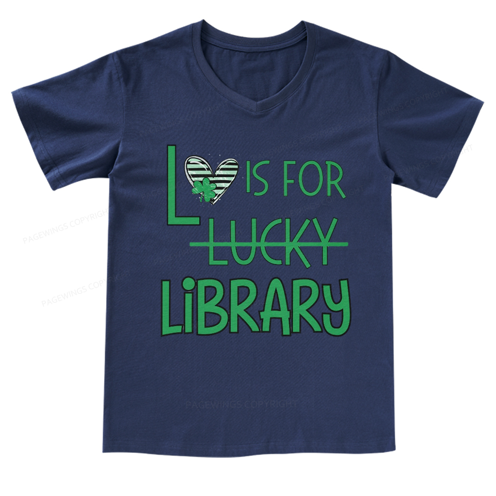 Pagewings St Patricks Day Librarian Tshirt Shirt V-neck T-shirt