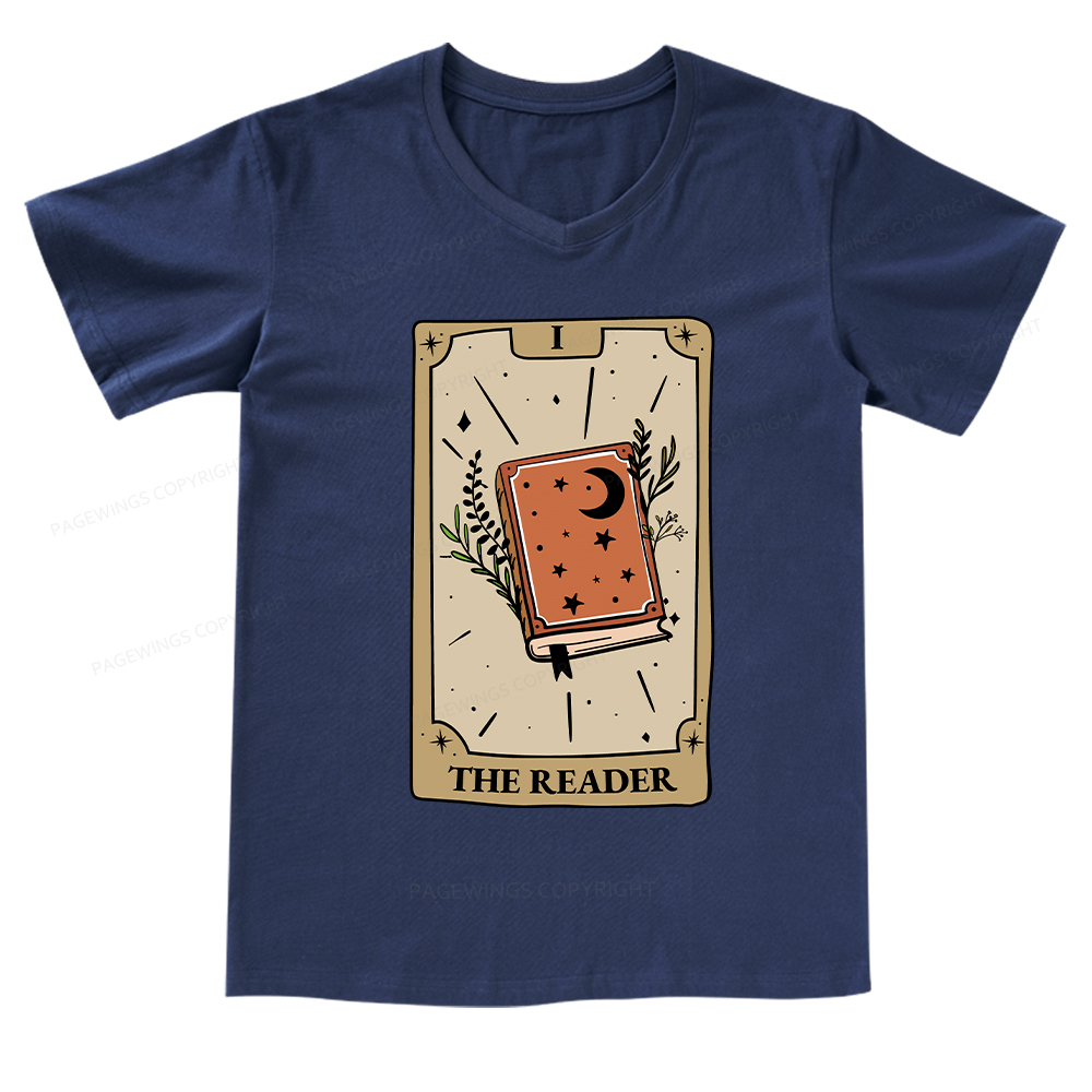 Pagewings The Reader Tarot Card V-neck T-shirt