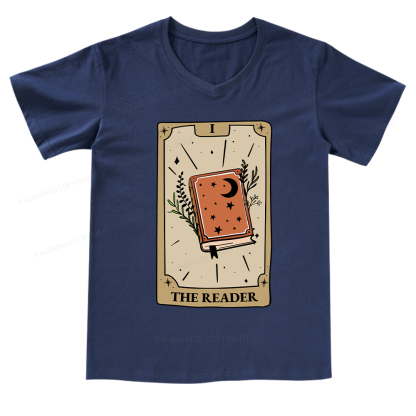Pagewings The Reader Tarot Card V-neck T-shirt