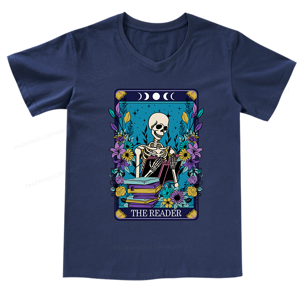 Pagewings The Reader Tarot Card Shirt V-neck T-shirt