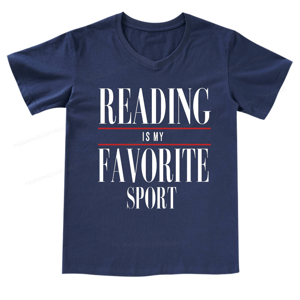 Pagewings Reading Is My Favorite Sport V-neck T-shirt