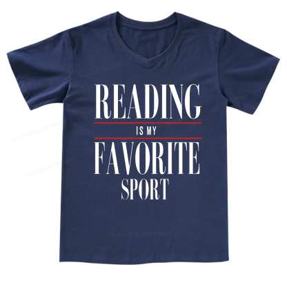 Pagewings Reading Is My Favorite Sport V-neck T-shirt