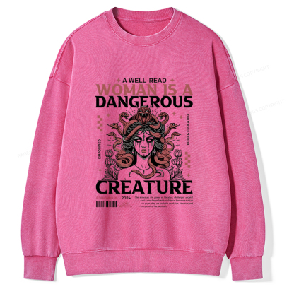 Pagewings A Well-Read Woman is A Dangerous Unisex Washed Sweatshirt