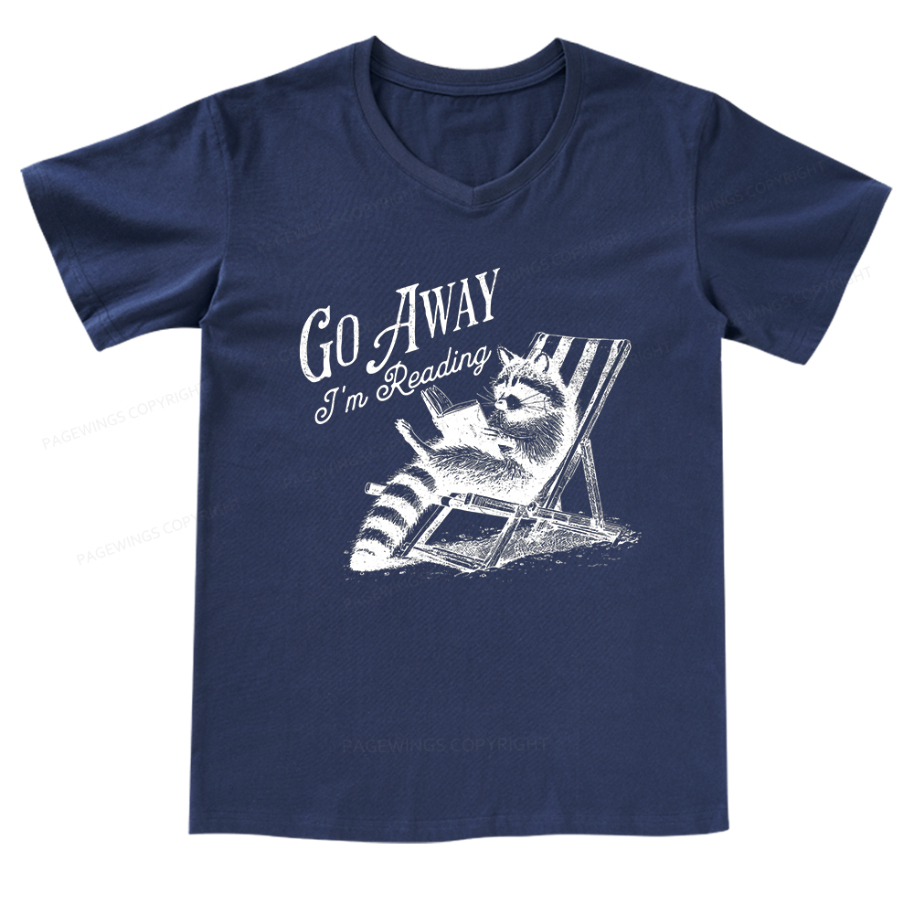 Pagewings Funny Raccoon Book Lover V-neck T-shirt