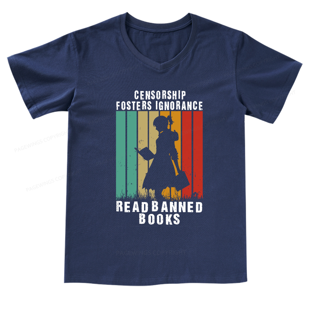 Pagewings Banned Books Vintage V-neck T-shirt