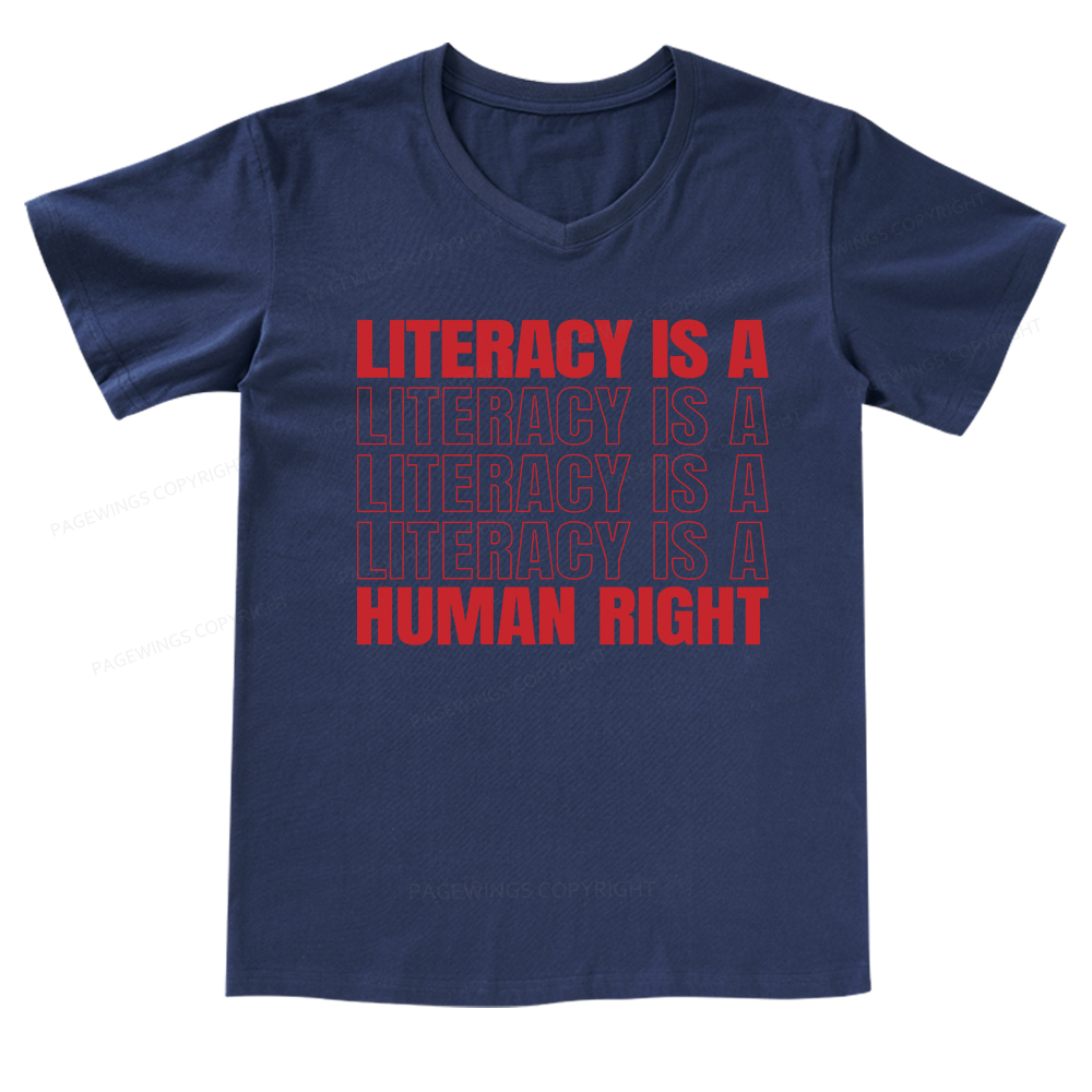 Pagewings Literacy Is A Human Right V-neck T-shirt