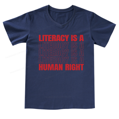 Pagewings Literacy Is A Human Right V-neck T-shirt