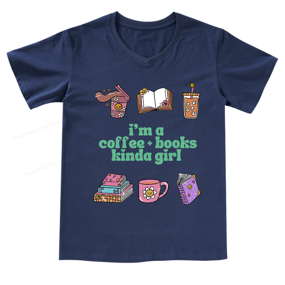 Pagewings I 'm A Coffee Books Kinda Girl V-neck T-shirt