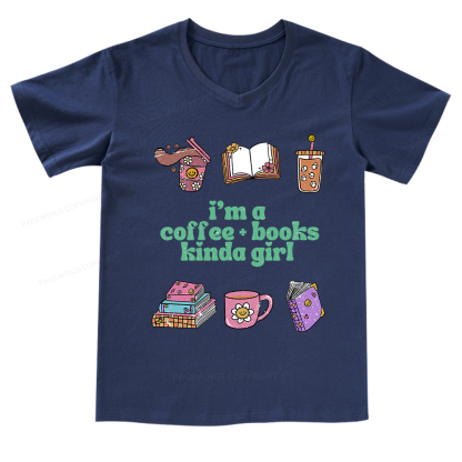 Pagewings I 'm A Coffee Books Kinda Girl V-neck T-shirt