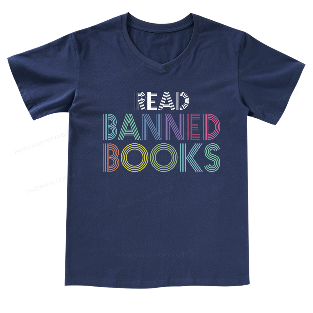 Pagewings Read Banned Books Shirt V-neck T-shirt
