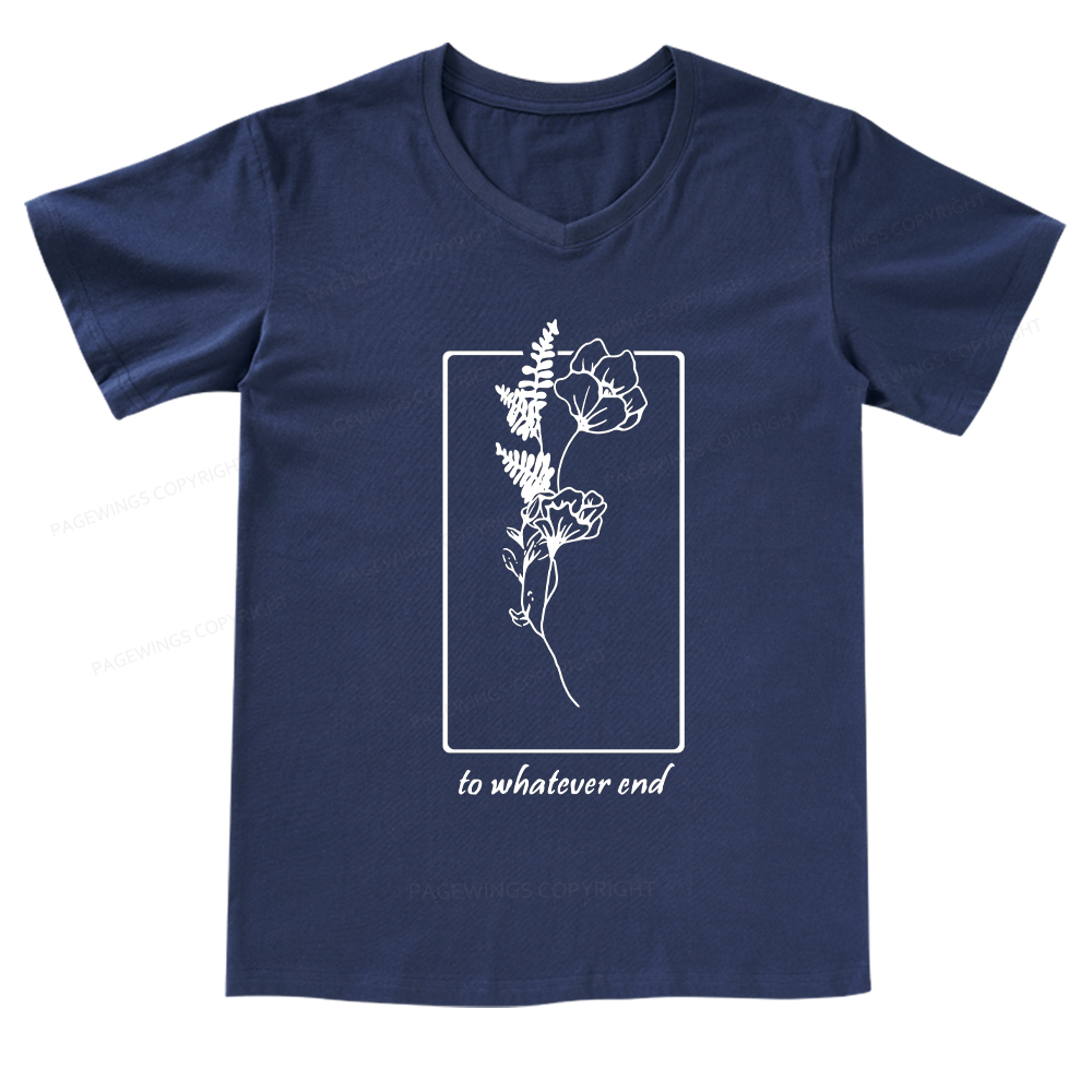Pagewings Throne Of Glass Flower Aelin Quote V-neck T-shirt