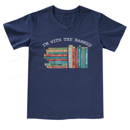 Pagewings I'm With The Banned Books V-neck T-shirt