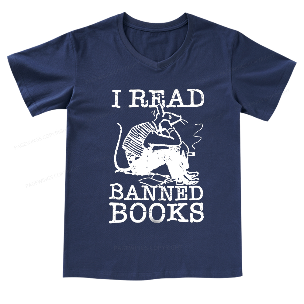Pagewings I Read Banned Books T Shirt V-neck T-shirt