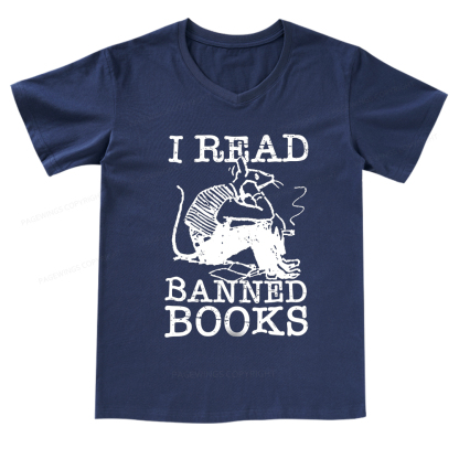 Pagewings I Read Banned Books T Shirt V-neck T-shirt