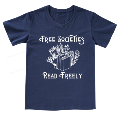 Pagewings Free Societies Read Freely V-neck T-shirt