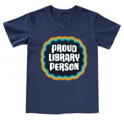 Pagewings Proud Library Person V-neck T-shirt