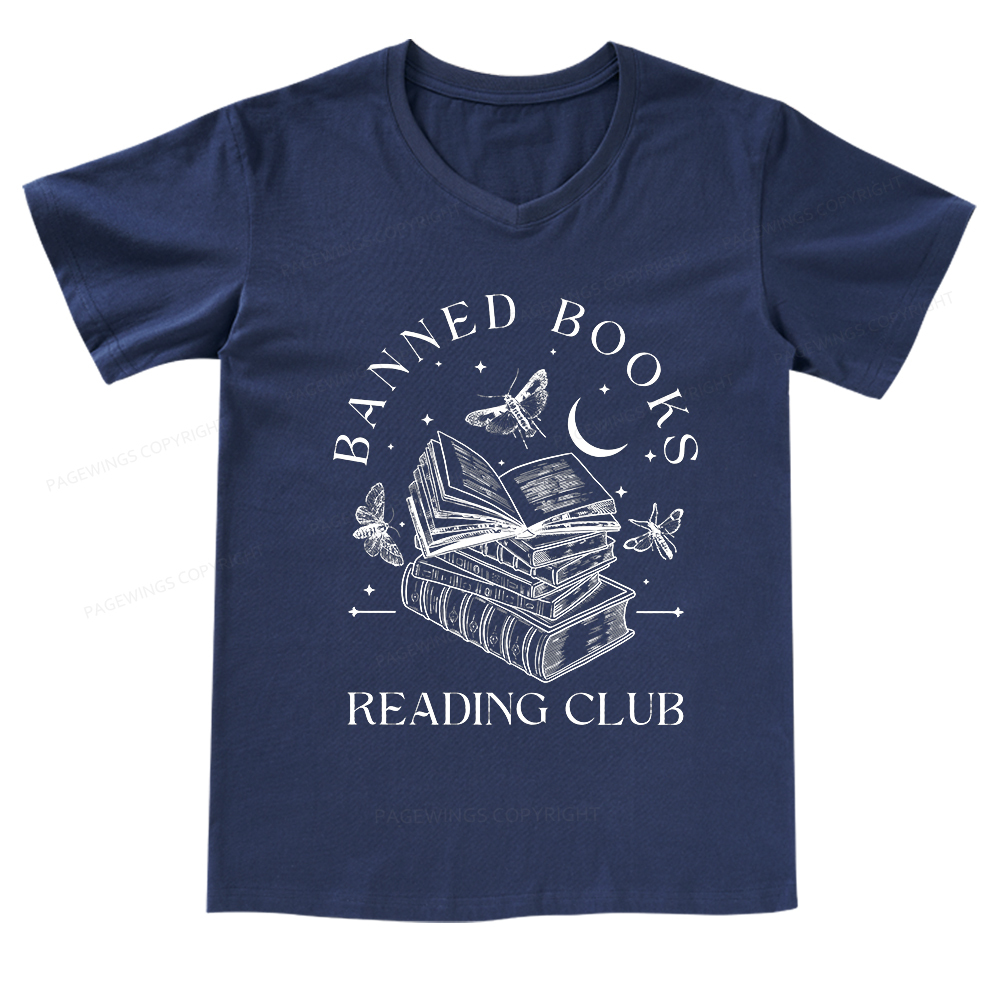 Pagewings Banned Book Reading V-neck T-shirt