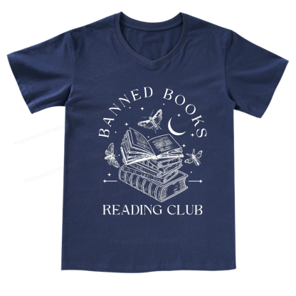 Pagewings Banned Book Reading V-neck T-shirt
