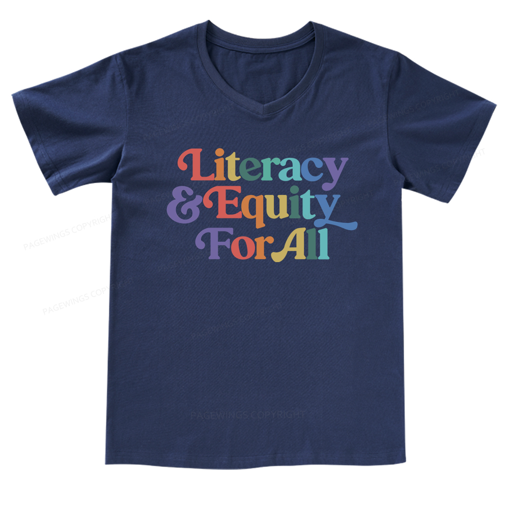 Pagewings Literacy & Equity For All V-neck T-shirt