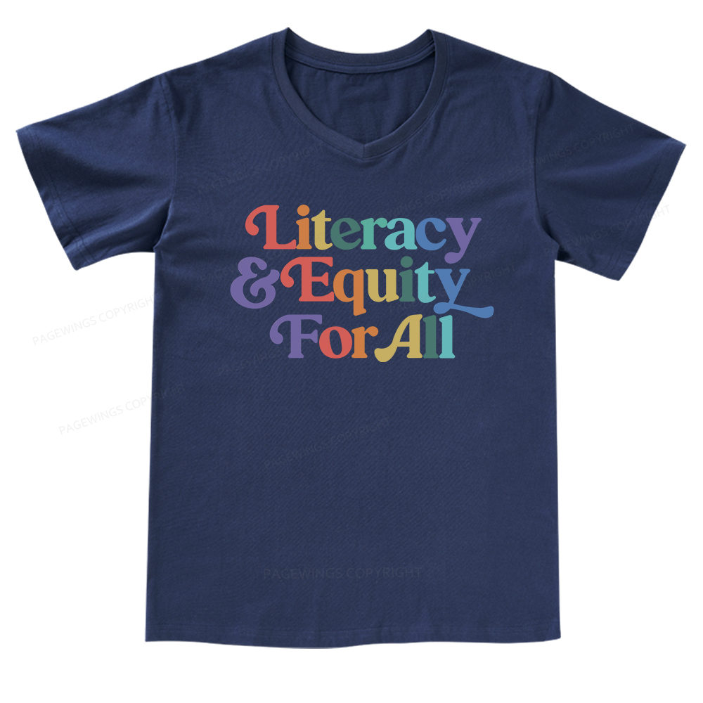 Pagewings Literacy & Equity For All V-neck T-shirt