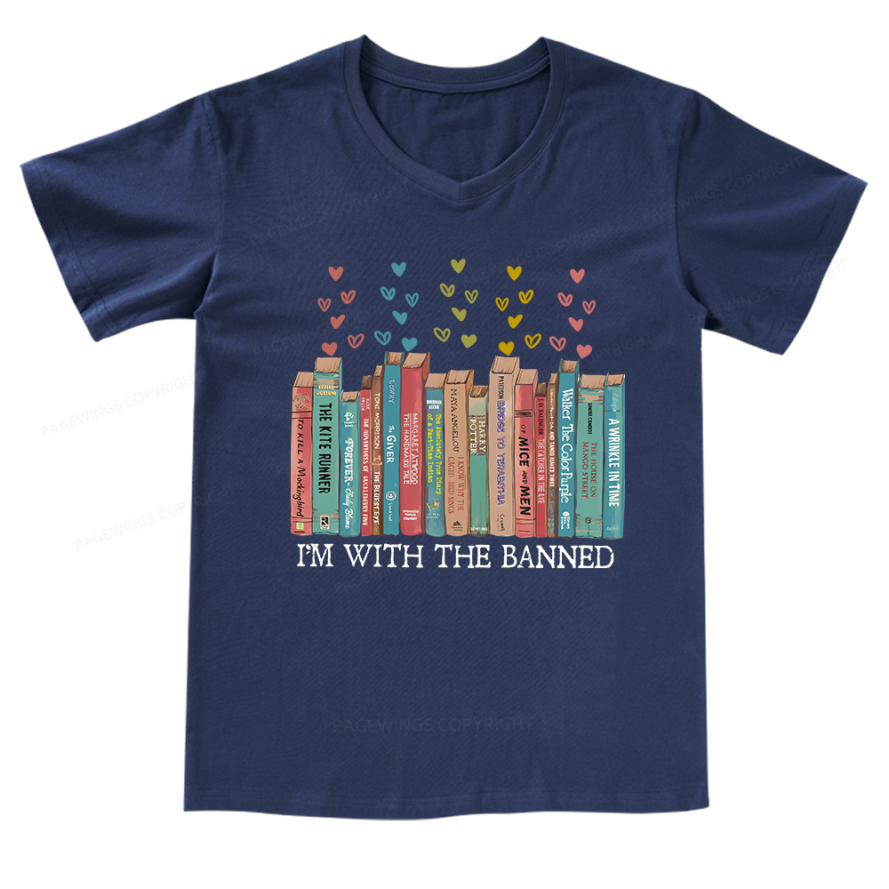 Pagewings I'm With The Banned  V-neck T-shirt