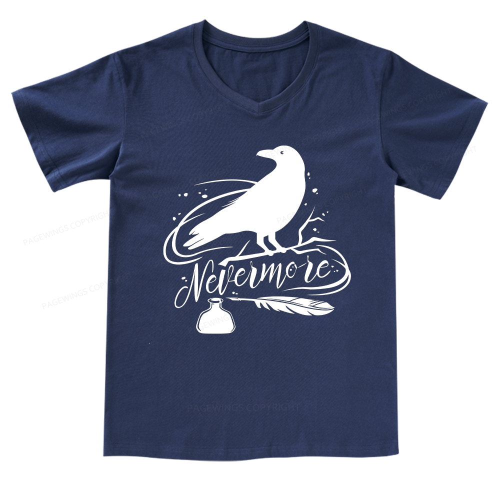 Pagewings Edgar Allen Poe tee V-neck T-shirt