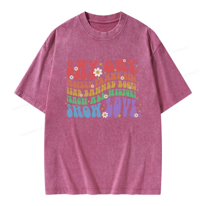 Pagewings Say Gay Unisex Washed T-shirt