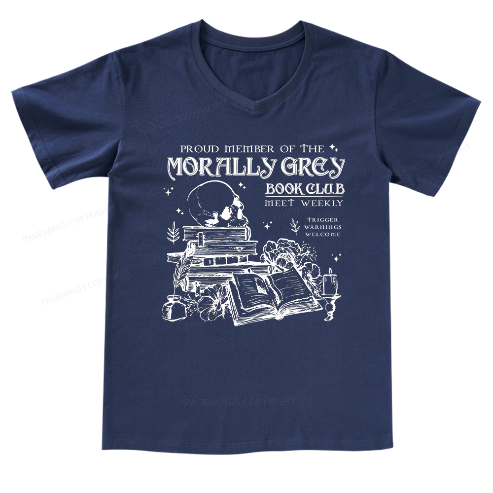 Pagewings Morally Grey Book Club V-neck T-shirt
