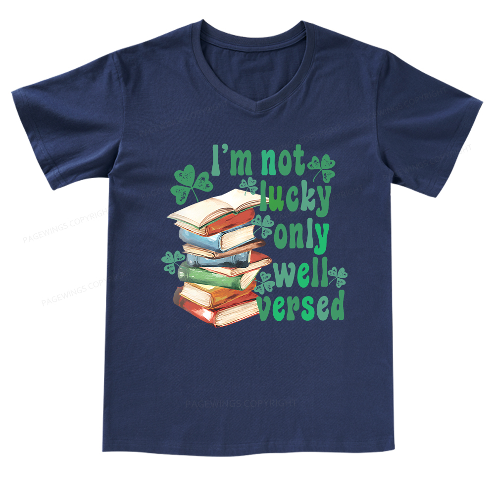 Pagewings St Patty Day Trendy Retro Book Shamrock V-neck T-shirt